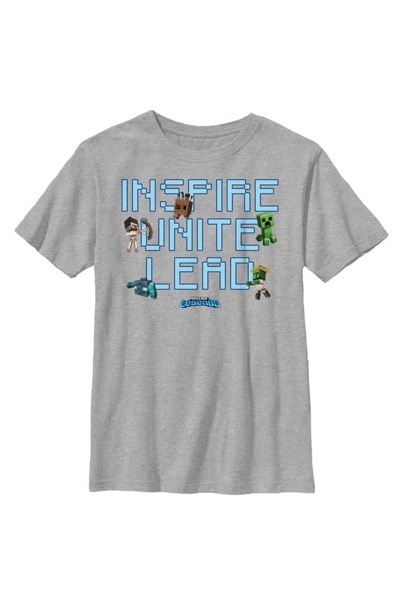 Boy's Minecraft Legends Inspire Unite Lead  Graphic Tee Athletic Heather Large