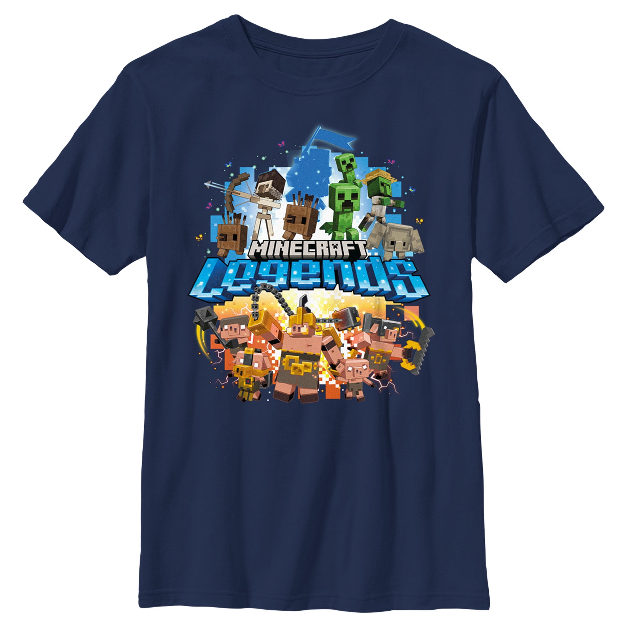 Boy's Minecraft Legends Poster Graphic Tee Navy Blue Medium - Walmart.com