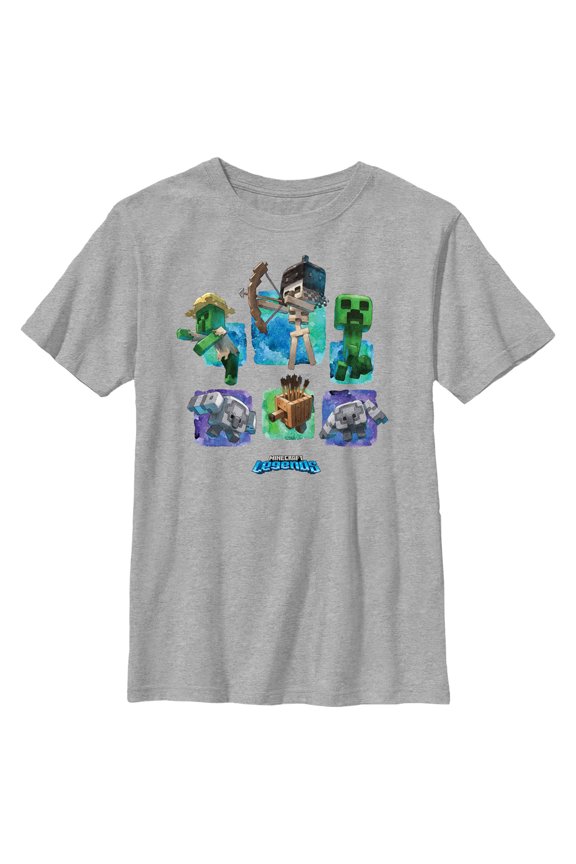 Boy's Minecraft Legends Watercolor Mobs Graphic Tee Athletic Heather Small