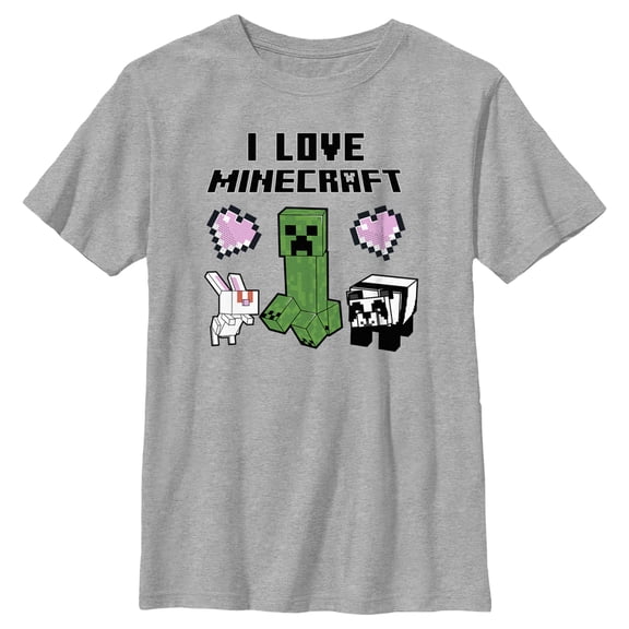 Boy's Minecraft Love and Mobs Graphic Tee Athletic Heather X Large