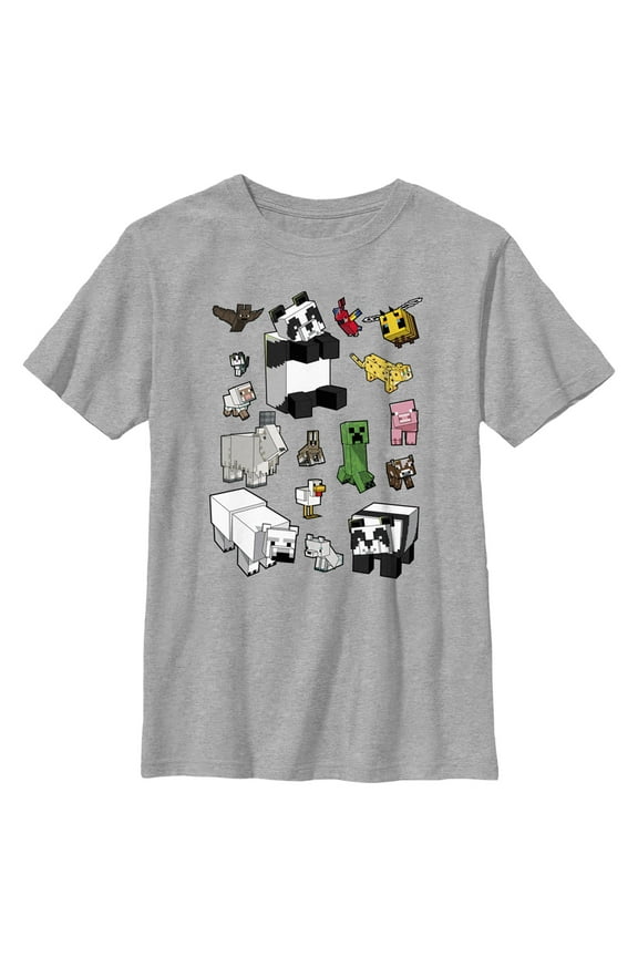 Boy's Minecraft Overworld Mobs Graphic Tee Athletic Heather Small