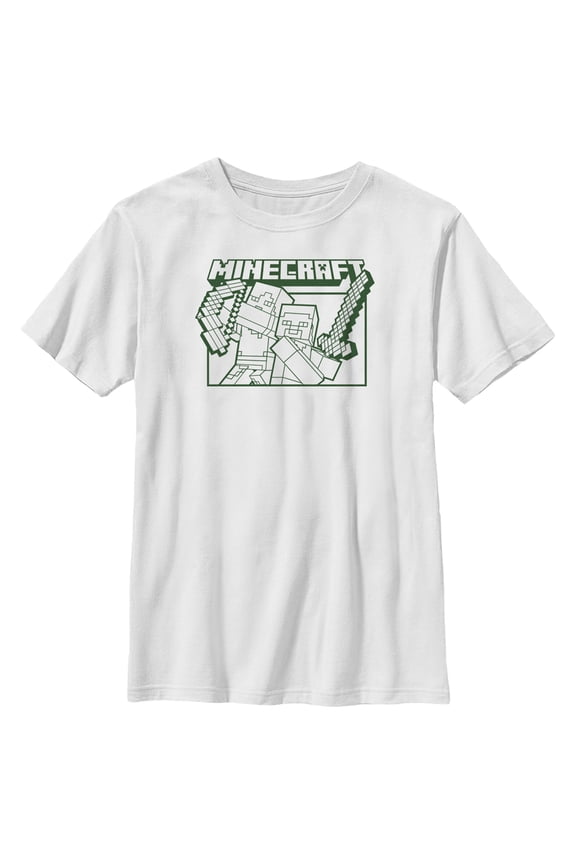 Boy's Minecraft Steve and Alex Attack Graphic Tee White X Small