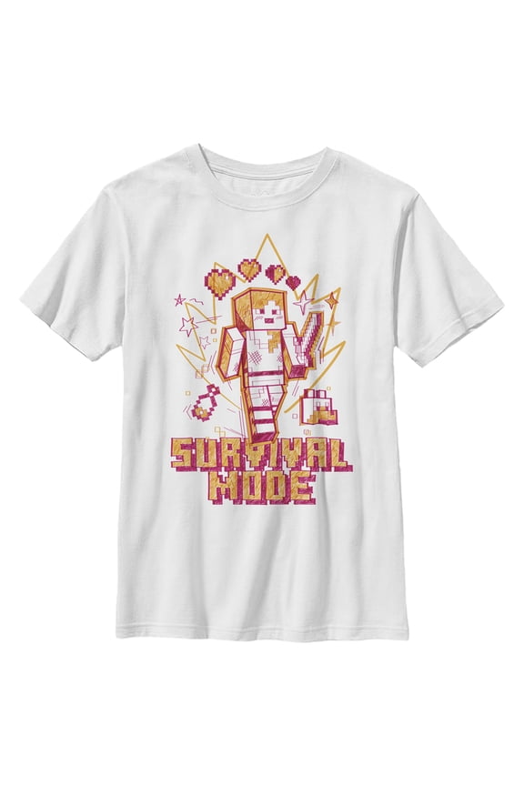 Boy's Minecraft Survival Mode Sketch Graphic Tee White Small