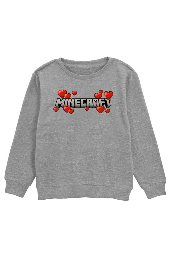 Boy's Minecraft Valentine's Day Hearts Logo Sweatshirt