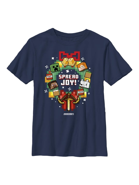 Boy's Minecraft Wreath Spread Joy Graphic T-Shirt