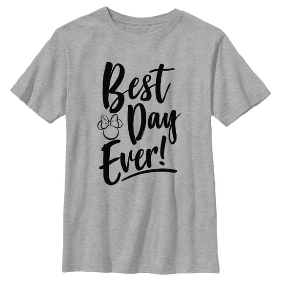 Boy's Minnie Mouse Best Day Ever Logo Graphic Tee Athletic Heather Large