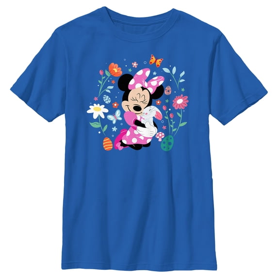 Boy's Minnie Mouse Easter Bunny Hug Graphic Tee Royal Blue Medium