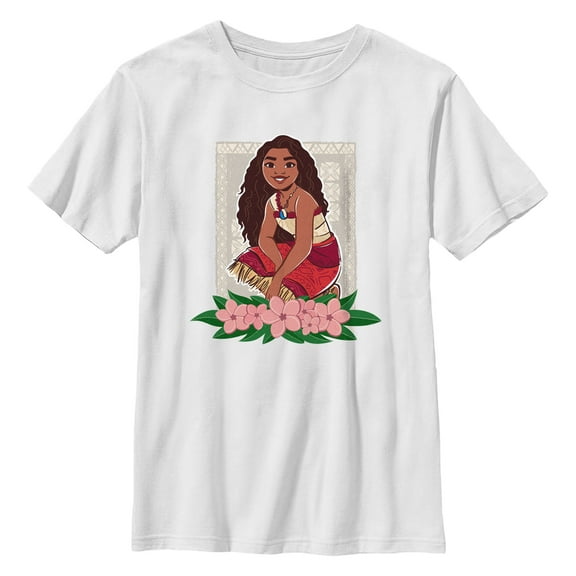 Boy's Moana 2 Kneeling Floral Portrait Graphic T-Shirt