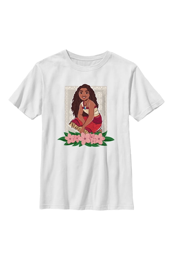 Boy's Moana 2 Kneeling Floral Portrait Graphic T-Shirt