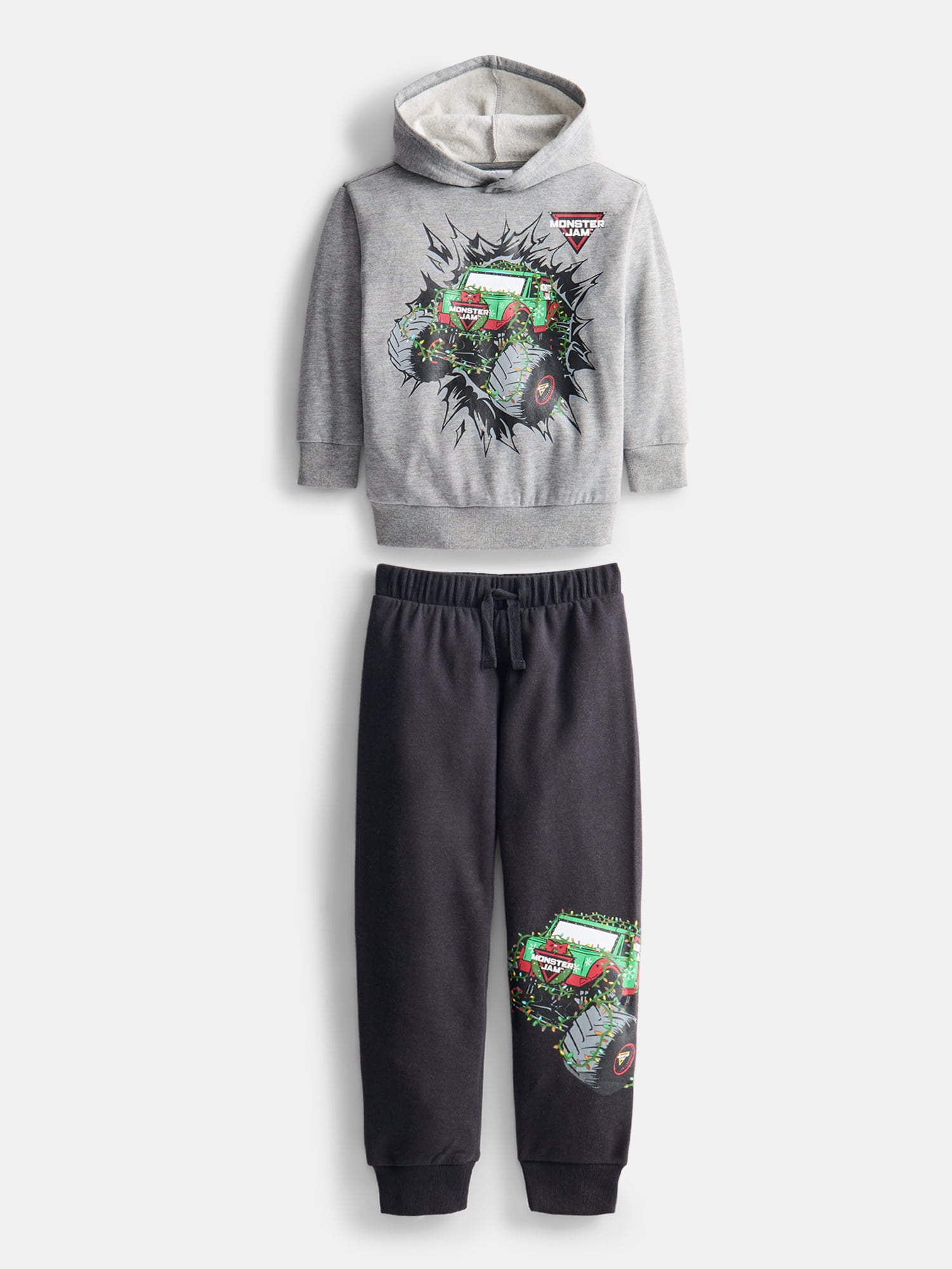 Monster Jam Boys Christmas Hoodie and Joggers Set, 2 Piece, Sizes 4-16