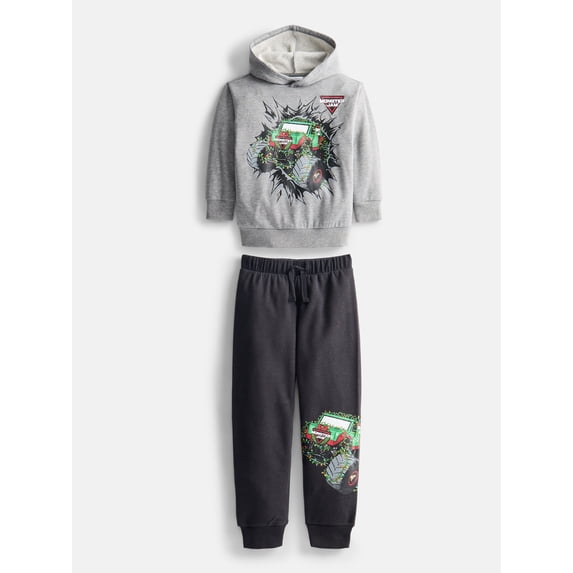 Monster Jam Boys Christmas Hoodie and Joggers Set, 2 Piece, Sizes 4-16