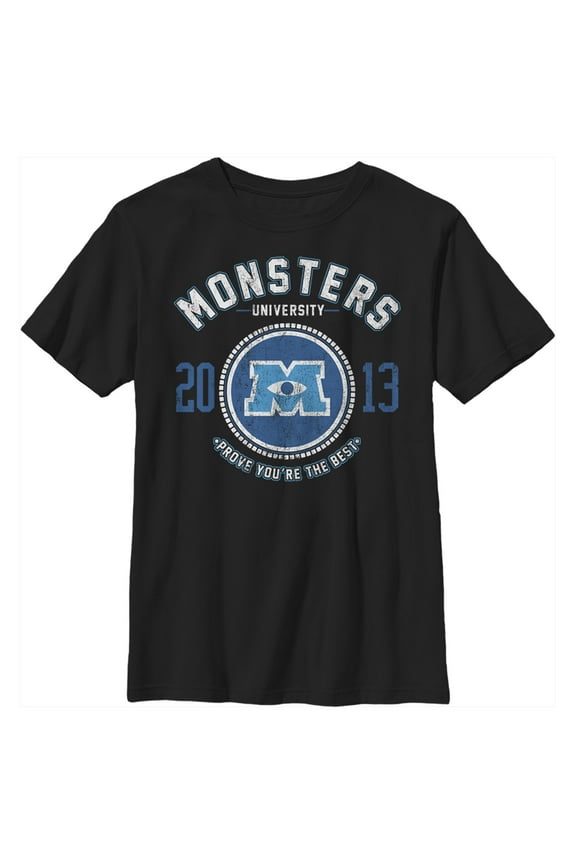 Boy's Monsters Inc Best College Logo Graphic Tee Black X Large