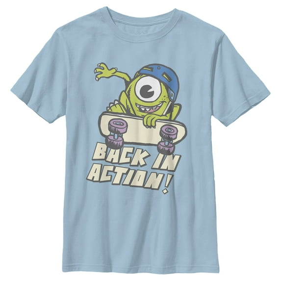 Boy's Monsters Inc Mike Back in Action Graphic Tee Light Blue Small