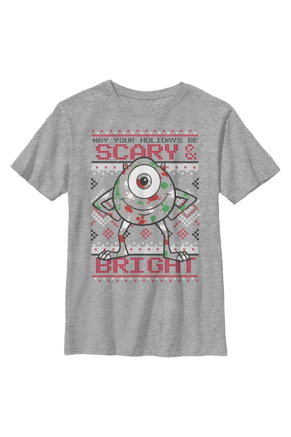 Boy's Monsters Inc Mike Wazowski Holidays Graphic Tee Athletic Heather Small