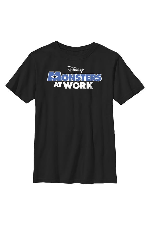 Boy's Monsters at Work Classic Logo Tee Graphic Tee Black Medium