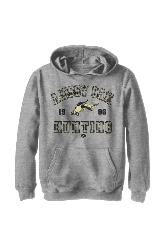Boy's Mossy Oak 1986 Hunting Logo Pull Over Hoodie Athletic Heather Medium