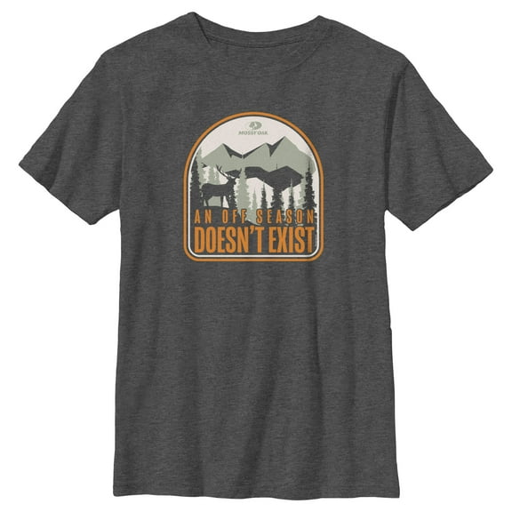 Boy's Mossy Oak An Off Season Doesn't Exist  Graphic Tee Charcoal Heather X Large