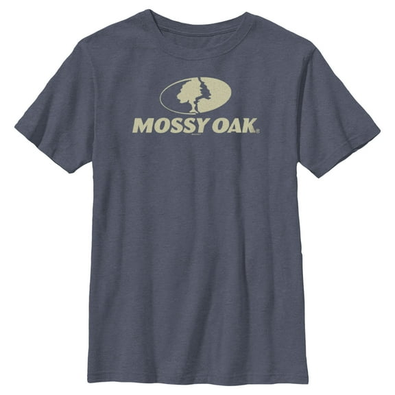 Boy's Mossy Oak Classic Logo  Graphic Tee Navy Blue Heather Small