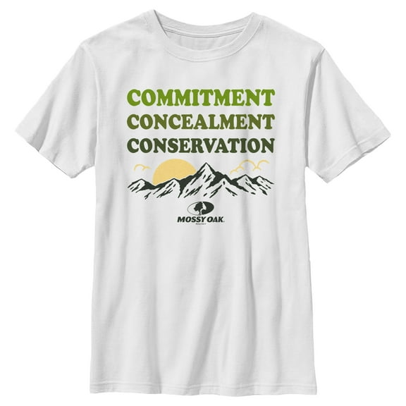 Boy's Mossy Oak Commitment Concealment Conservation Graphic Tee White Large