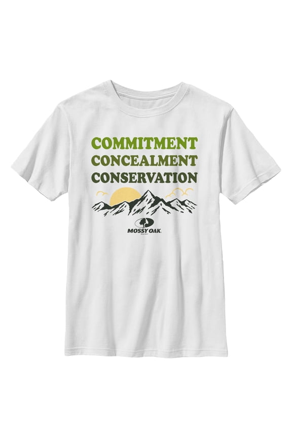 Boy's Mossy Oak Commitment Concealment Conservation Graphic Tee White X Large