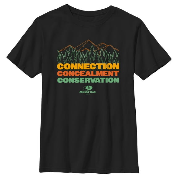 Boy's Mossy Oak Connection Concealment Conservation Graphic Tee Black X Large