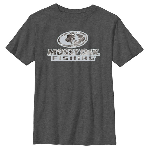 Boy's Mossy Oak Fishing Bold Logo Graphic Tee Charcoal Heather Medium