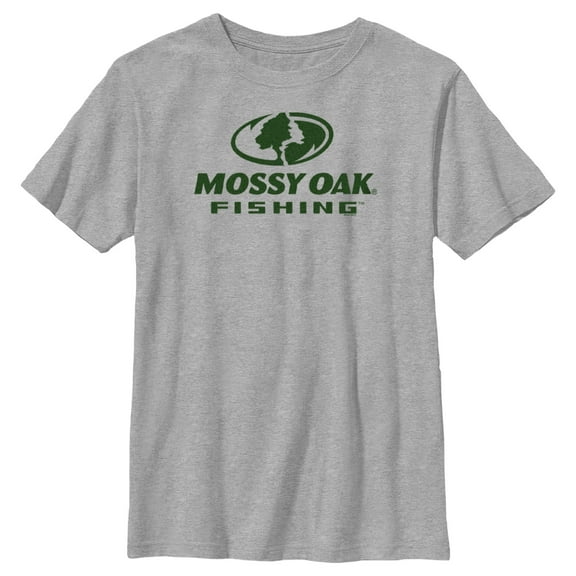 Boy's Mossy Oak Fishing Logo Graphic Tee Athletic Heather Large