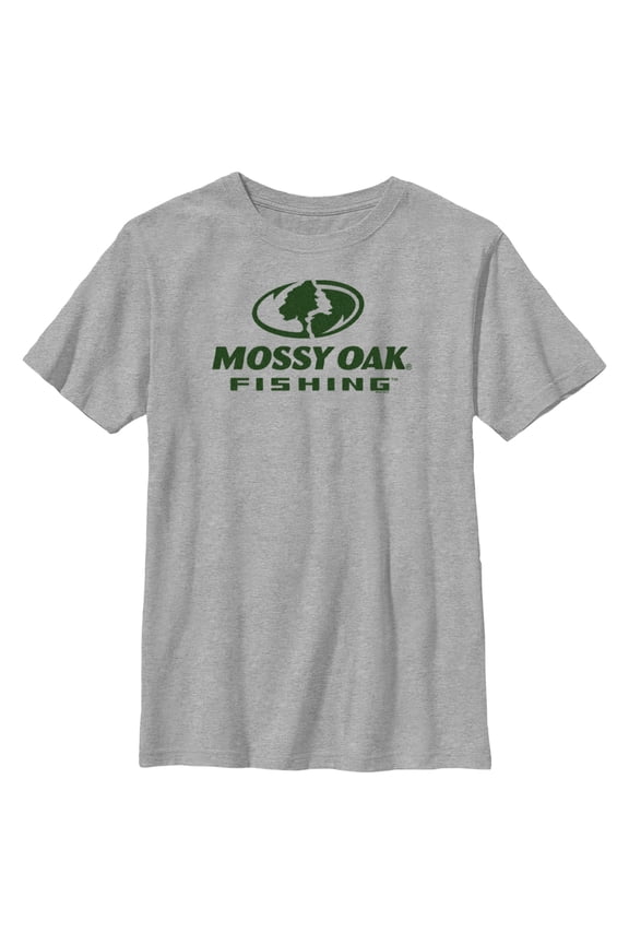 Boy's Mossy Oak Fishing Logo Graphic Tee Athletic Heather Large