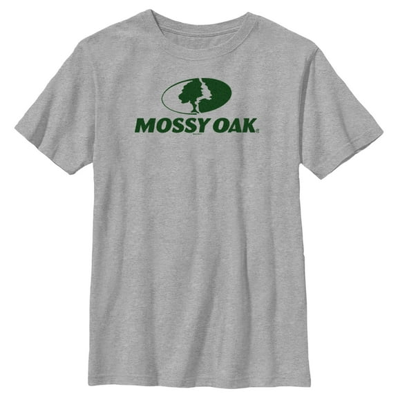 Boy's Mossy Oak Forest Green Classic Logo  Graphic Tee Athletic Heather Small