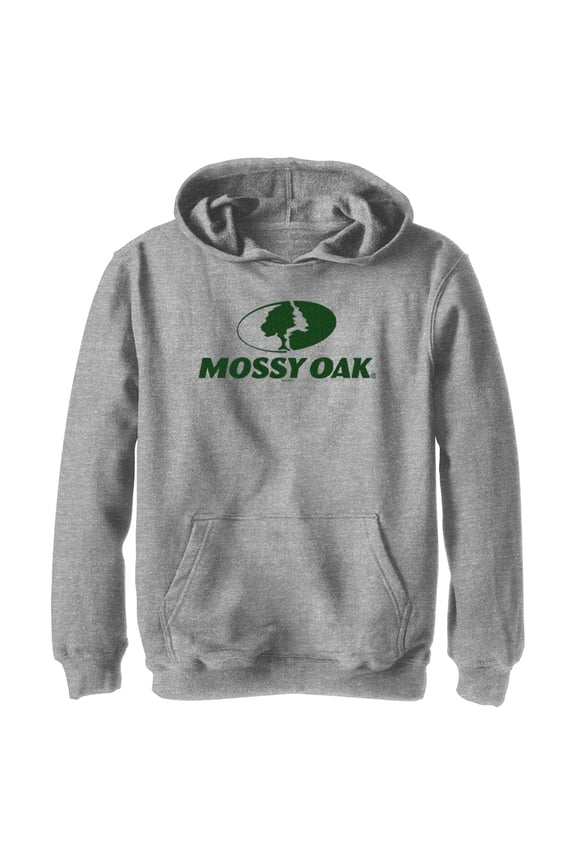 Boy's Mossy Oak Forest Green Classic Logo Pull Over Hoodie Athletic Heather Medium
