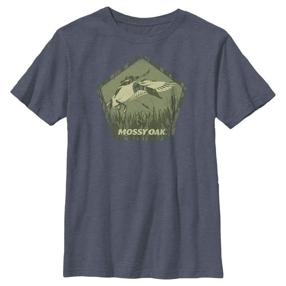 Boy's Mossy Oak Mallard Green Badge  Graphic Tee Navy Blue Heather X Large