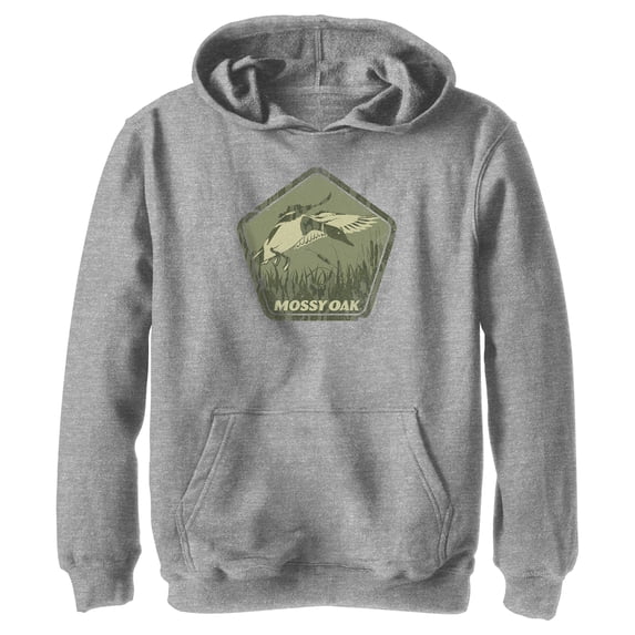 Boy's Mossy Oak Mallard Green Badge Pull Over Hoodie Athletic Heather Medium
