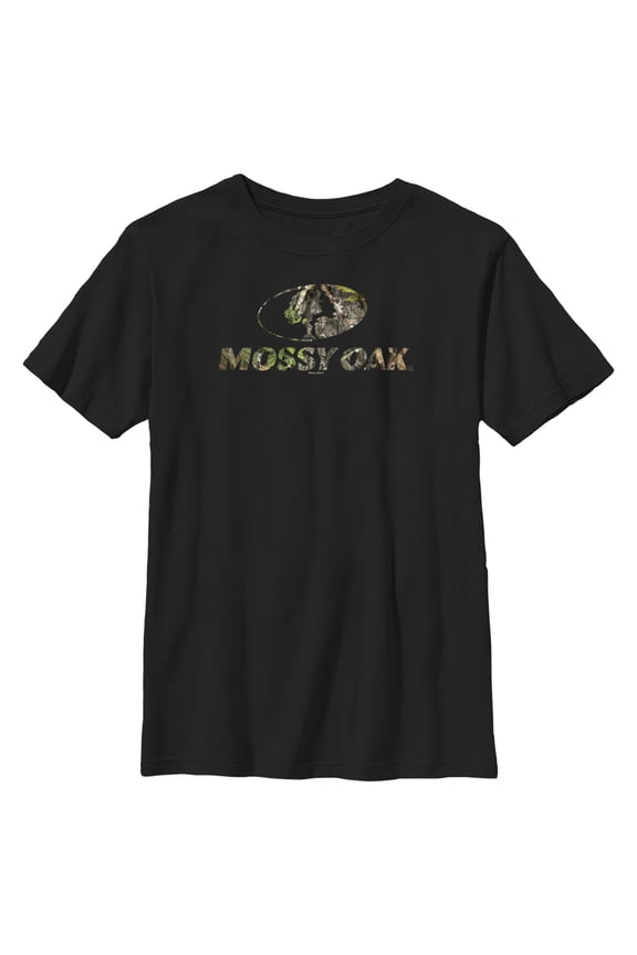 Boy's Mossy Oak Tree Filled Logo Graphic Tee Black Medium