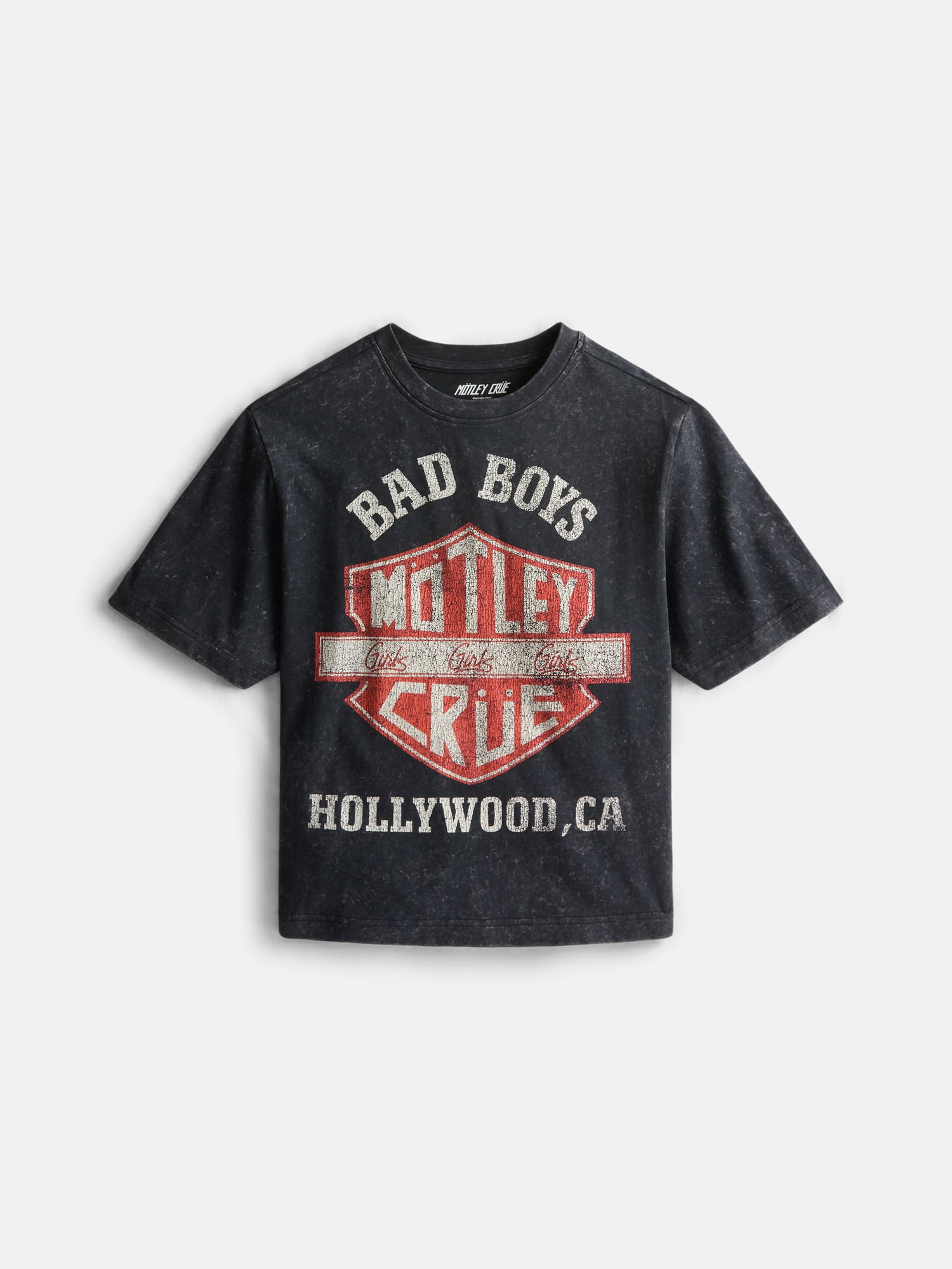 Weekend Academy Boys Motley Crue Garment Washed Graphic Tee with Short Sleeves, Sizes 4-18