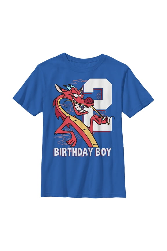Boy's Mulan Mushu 2nd Birthday Graphic Tee Royal Blue Medium