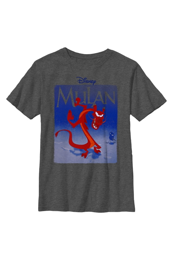 Boy's Mulan Mushu Madness Poster Graphic Tee Charcoal Heather Small