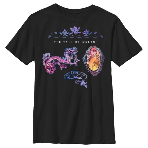 Boy's Mulan The Tale Graphic Tee Black Medium