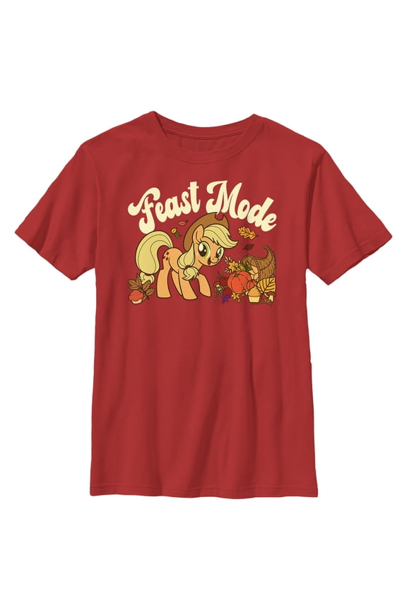 Boy's My Little Pony: Friendship is Magic Applejack Feast Mode Graphic Tee Red Large
