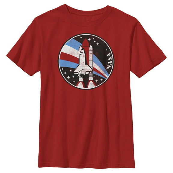 Boy's NASA Circle Rainbow Shuttle Logo  Graphic Tee Red X Small