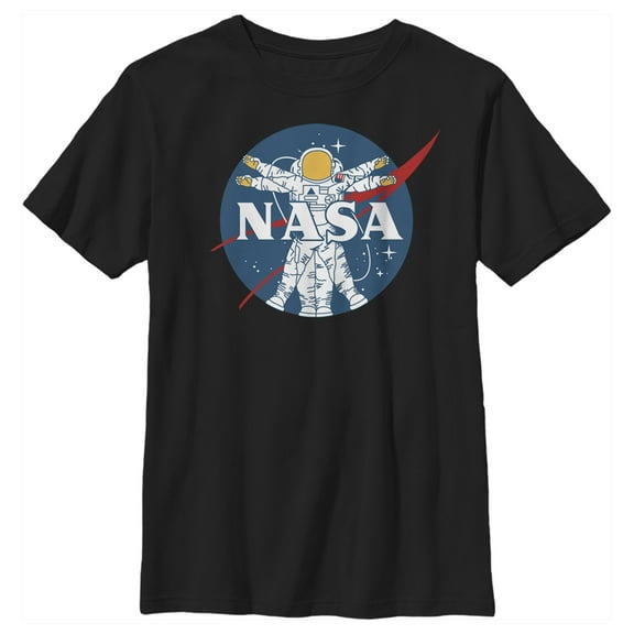 Boy's NASA Da Vinci Astronaut  Graphic Tee Black Small