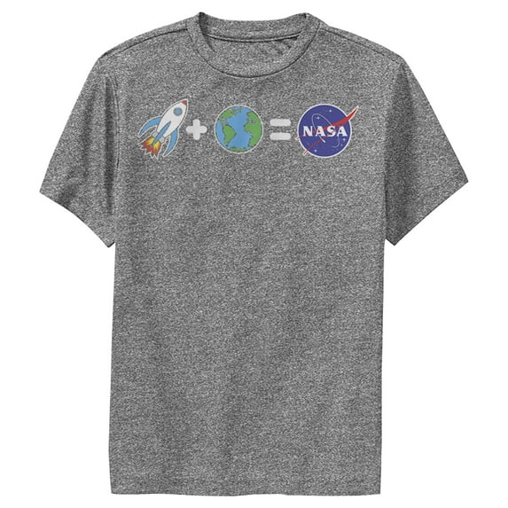 Boy's NASA Emoticon Space Equation Performance Graphic Tee Charcoal Heather Large