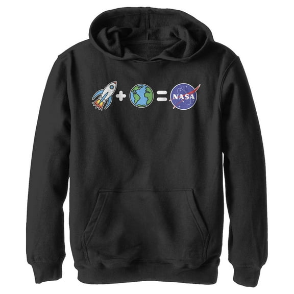 Boy's NASA Emoticon Space Equation Pull Over Hoodie Black Medium