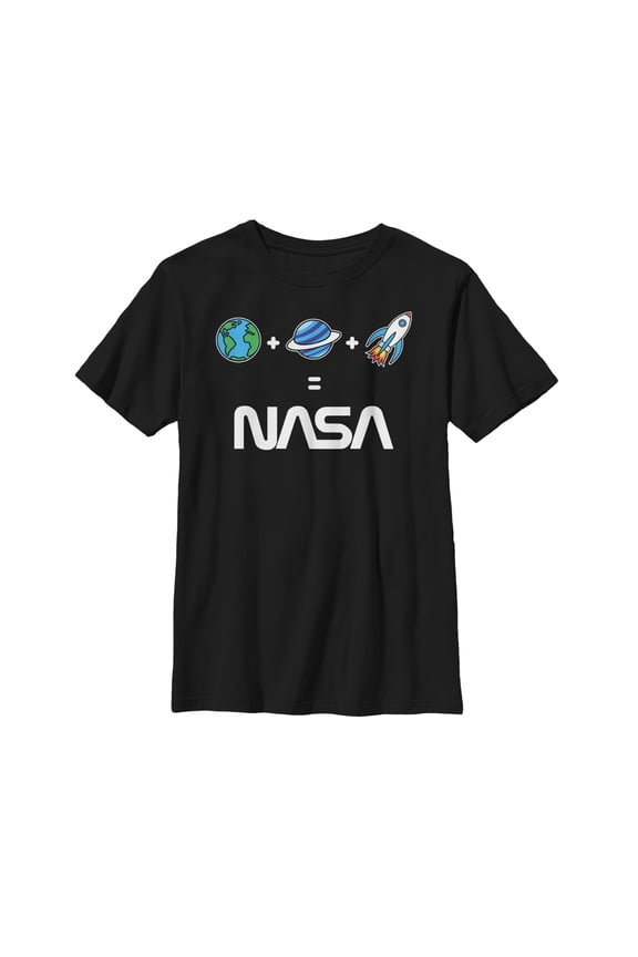 Boy's NASA Emoticon Space Logo Equation Graphic Tee Black Small