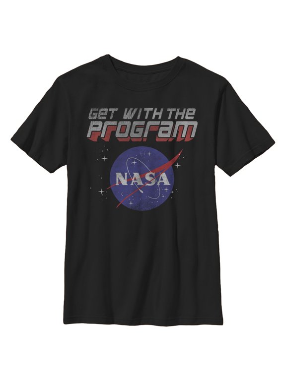 Boy's NASA Get With The Program Logo Graphic Tee Black X Large