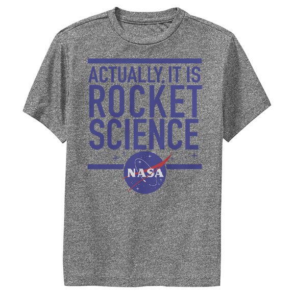 Boy's NASA It is Rocket Science Performance Graphic Tee Charcoal Heather Small
