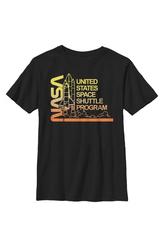 Boy's NASA Ombre Sunset Shuttle Program Graphic Tee Black Medium
