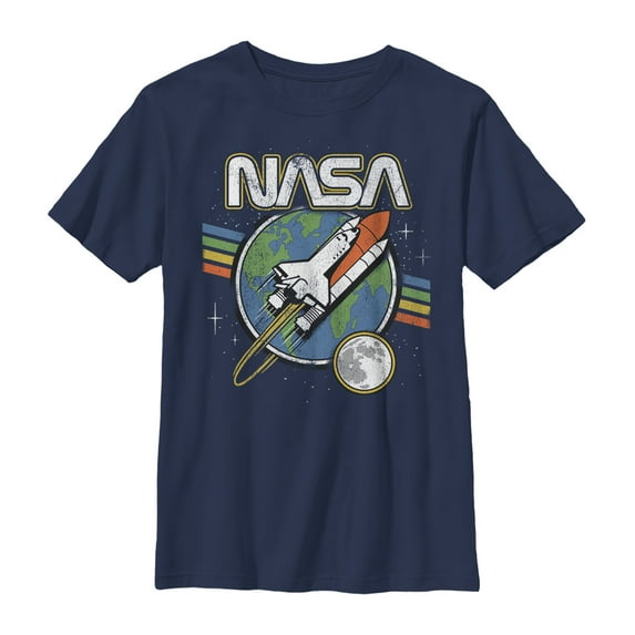 Boy's NASA Retro Rocket Launch Graphic Tee Navy Blue X Large