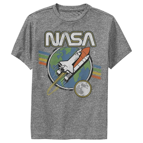 Boy's NASA Retro Rocket Launch Performance Graphic Tee Charcoal Heather Medium