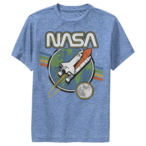 Boy's NASA Retro Rocket Launch Performance Graphic Tee Royal Blue Heather X Large