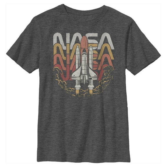 Boy's NASA Rocket Launch Repeat  Graphic Tee Charcoal Heather Large